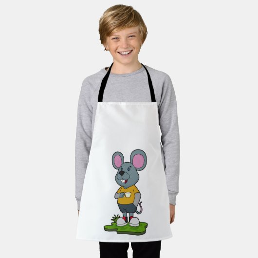 Maus mit Kaffeetasse Schürze (Getragen)