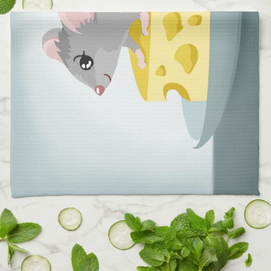 Maus mit Käse Geschirrtuch (Gefaltet)