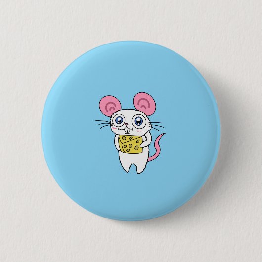 Maus mit Käseknopf Button (Vorderseite)