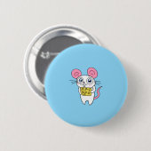 Maus mit Käseknopf Button (Vorne & Hinten)