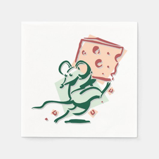 Maus mit Käsepapier Napkins Serviette (Vorderseite)