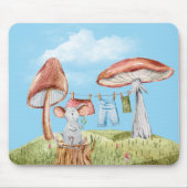 Maus mit Mushroom-Wäscheleine Mousepad (Vorne)