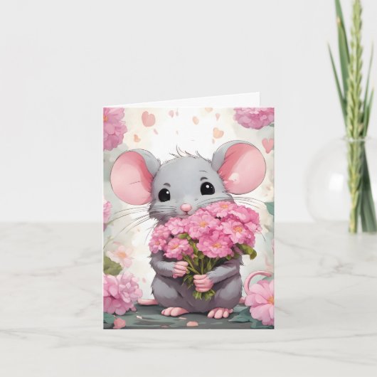 Maus mit rosa Blume (Vorderseite)
