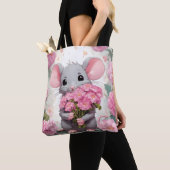 Maus mit rosa Blume Bouquet Tasche (Von Nahem)