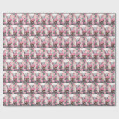 Maus mit rosa Blume Geschenkpapier (Flach)