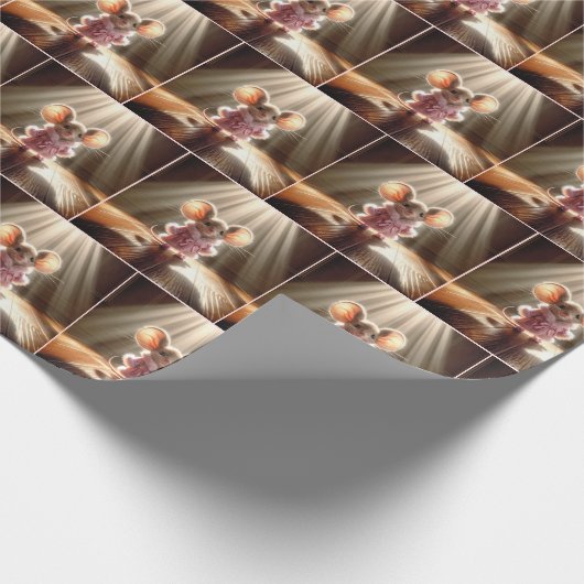 Maus mit rosa Robe und Slippers Geschenkpapier (Ecke)