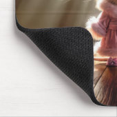 Maus mit rosa Robe und Slippers Mousepad (Ecke)