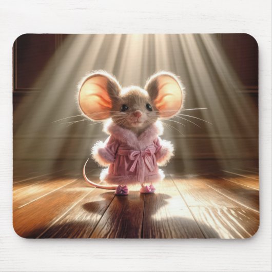Maus mit rosa Robe und Slippers Mousepad (Vorne)