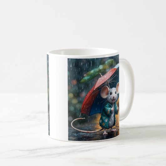 Maus mit Schirm Postcard Kaffeetasse (VorderseiteRechts)