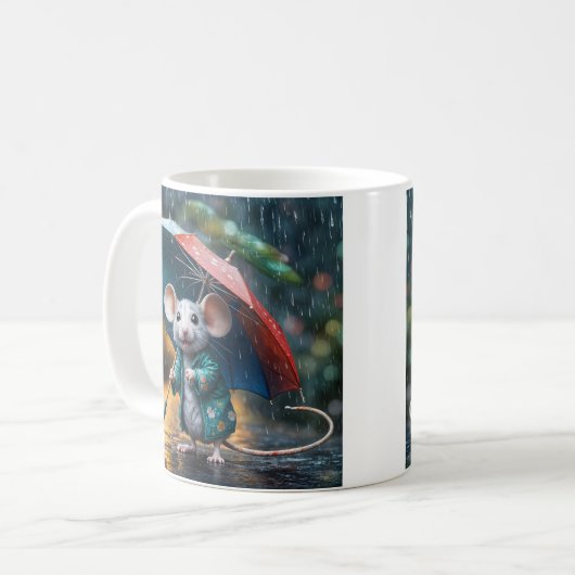 Maus mit Schirm Postcard Kaffeetasse (Vorderseite Links)