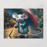 Maus mit Schirm Postcard