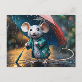 Maus mit Schirm Postcard Postkarte