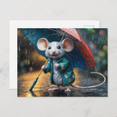 Maus mit Schirm Postcard Postkarte (Vorne/Hinten)