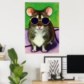 Maus mit Sonnenbrille | AI Art Poster (Heimbüro)