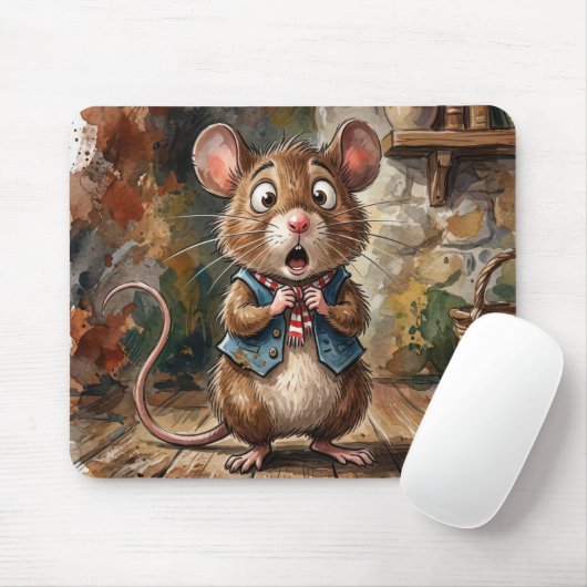 Maus mit überraschter Miene Mousepad (Mit Mouse)