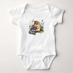 Maus mit violetten Blumen Baby Strampler