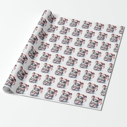 Maus mit Weihnachtscreme Geschenkpapier (Ungerollt)