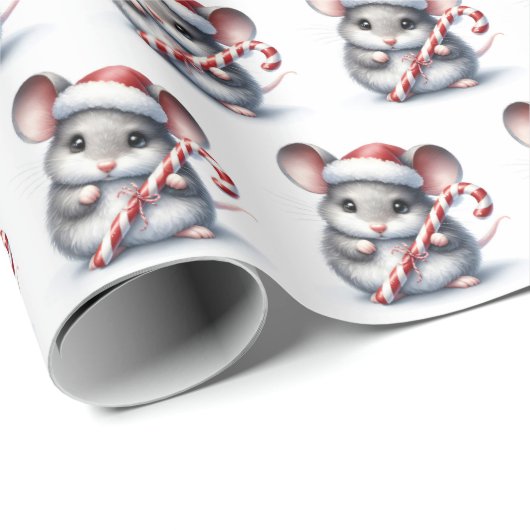 Maus mit Weihnachtscreme Geschenkpapier (Rolleneckpunkt)