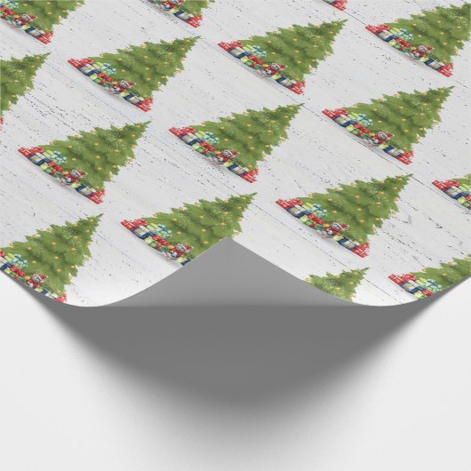 Maus mit Weihnachtsschmuck Geschenkpapier (Ecke)