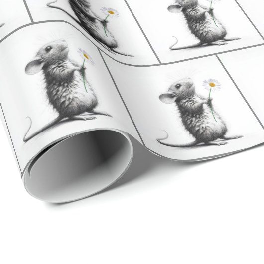 Maus mit weißer Daisy Geschenkpapier (Rolleneckpunkt)