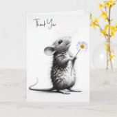 Maus mit weißer Daisy Karte (Gelbe Blume)