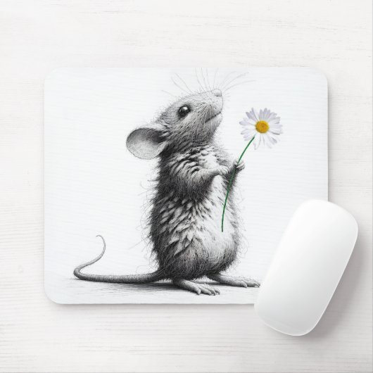 Maus mit weißer Daisy Mousepad (Mit Mouse)