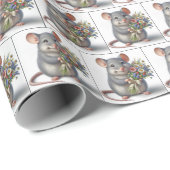 Maus mit Wilflower Bouquet Geschenkpapier (Rolleneckpunkt)