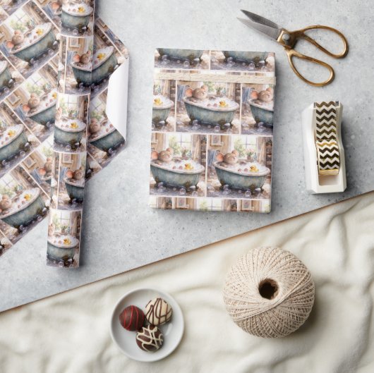 Maus nimmt ein Schaumbad Geschenkpapier (Kunsthandwerk)