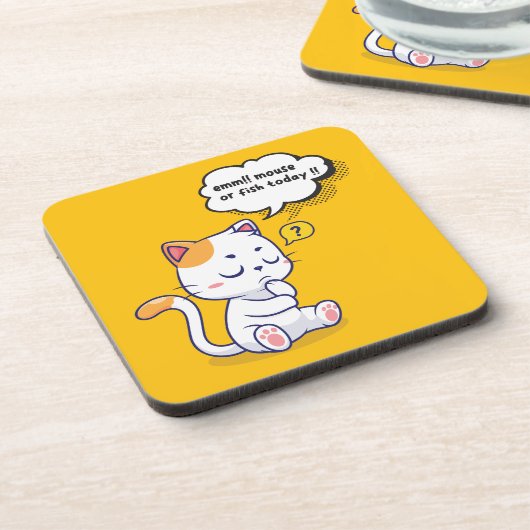 Maus oder Fisch? - lustiges Haustier - Tief denken Getränkeuntersetzer (Linke Seite)