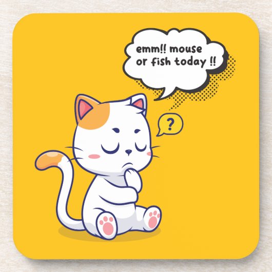 Maus oder Fisch? - lustiges Haustier - Tief denken Getränkeuntersetzer (Vorderseite)
