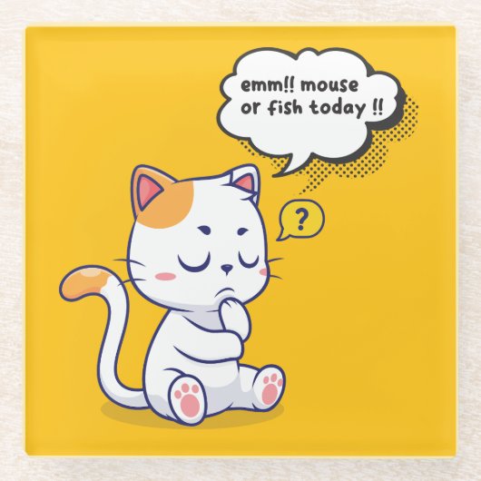 Maus oder Fisch? - lustiges Haustier - Tief denken Glasuntersetzer (Vorderseite)