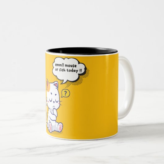 Maus oder Fisch? - lustiges Haustier - Tief denken Zweifarbige Tasse (VorderseiteRechts)