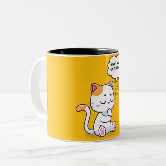 Maus oder Fisch? - lustiges Haustier - Tief denken Zweifarbige Tasse (Vorderseite Links)