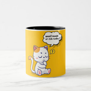 Maus oder Fisch? - lustiges Haustier - Tief denken Zweifarbige Tasse