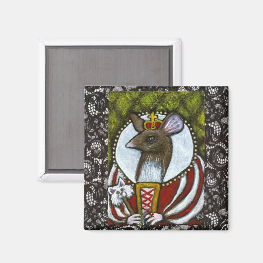 Maus oder Rat Königin mit Katze Magnet (Vorderseite/Rückseite)