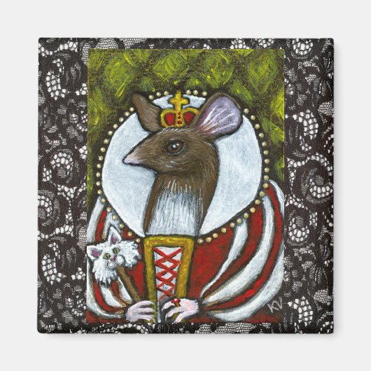 Maus oder Rat Königin mit Katze Magnet (Vorne)