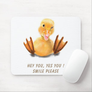 Maus Pad Gelbes Duckling Playful Wink - Lächeln Mousepad