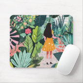 Maus Pad, Mädchen im Garten Mousepad (Mit Mouse)