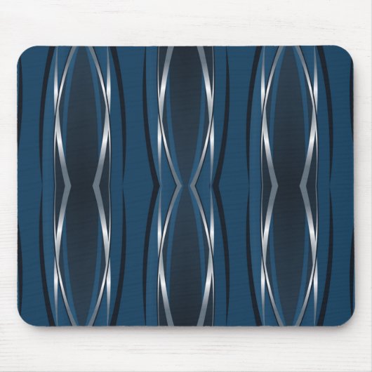 Maus Pad - Marine Blue Silver Retro Mousepad (Vorne)
