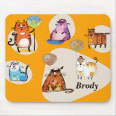 Maus-Pad mit Comickatzen Mousepad (Vorne)