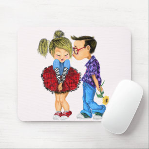 Maus-Pad mit romantischer Couple-Liebe - Kiss Mousepad