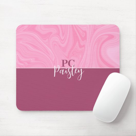 Maus-Pad - Monogramm rosa Marmor zwei Tonne Mousepad (Mit Mouse)