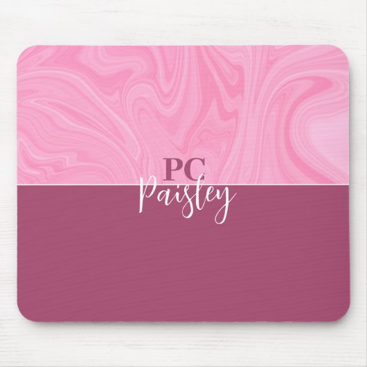 Maus-Pad - Monogramm rosa Marmor zwei Tonne Mousepad (Vorne)