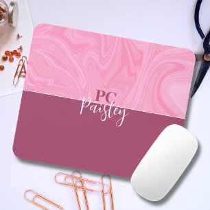 Maus-Pad - Monogramm rosa Marmor zwei Tonne Mousepad