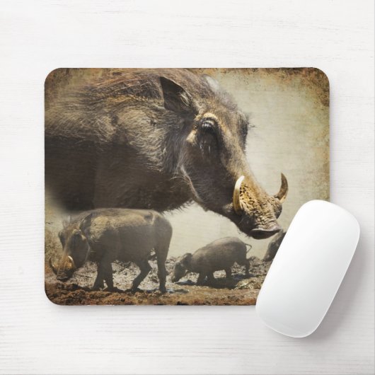 Maus Pad Warthog mit Babys aus Afrika Mousepad (Mit Mouse)