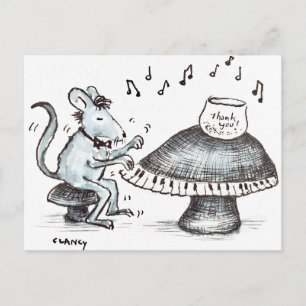 Maus-Pilz-Musiker-Postkarte Postkarte