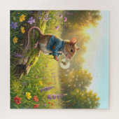 Maus pustet Löwenzahn-Sämlinge weg Puzzle (Horizontal)