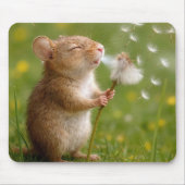 Maus pustet Löwenzahnsamen weg Mousepad (Vorne)