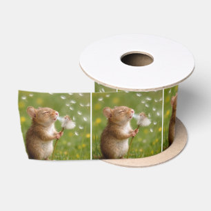 Maus pustet Löwenzahnsamen weg Satinband