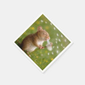 Maus pustet Löwenzahnsamen weg Serviette (Ecke)